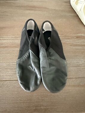 Bloch Black Leather and Fabric Slip-On Dance Shoes